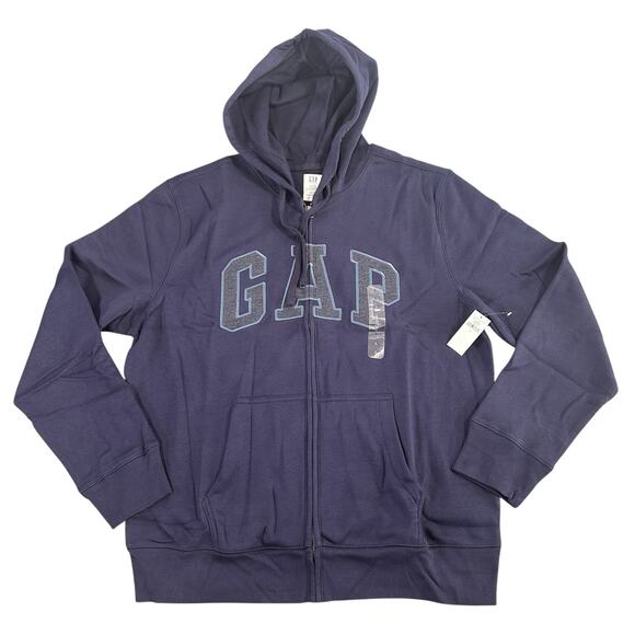 Gap Men's Heritage Logo Full Zip Hoodie Sweater Navy Size L - Picture 1 of 5